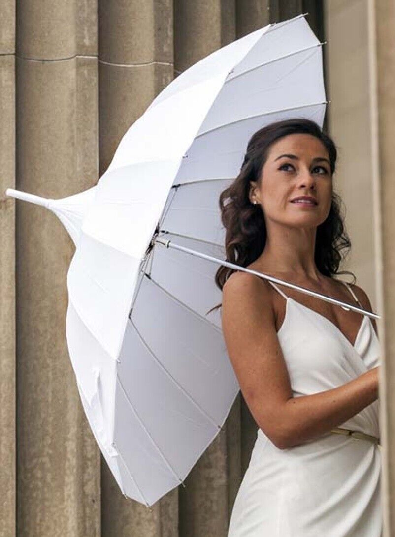 White Pagoda Umbrella Ladies Fashion Brolly Shape Wedding Umbrella - Image 2
