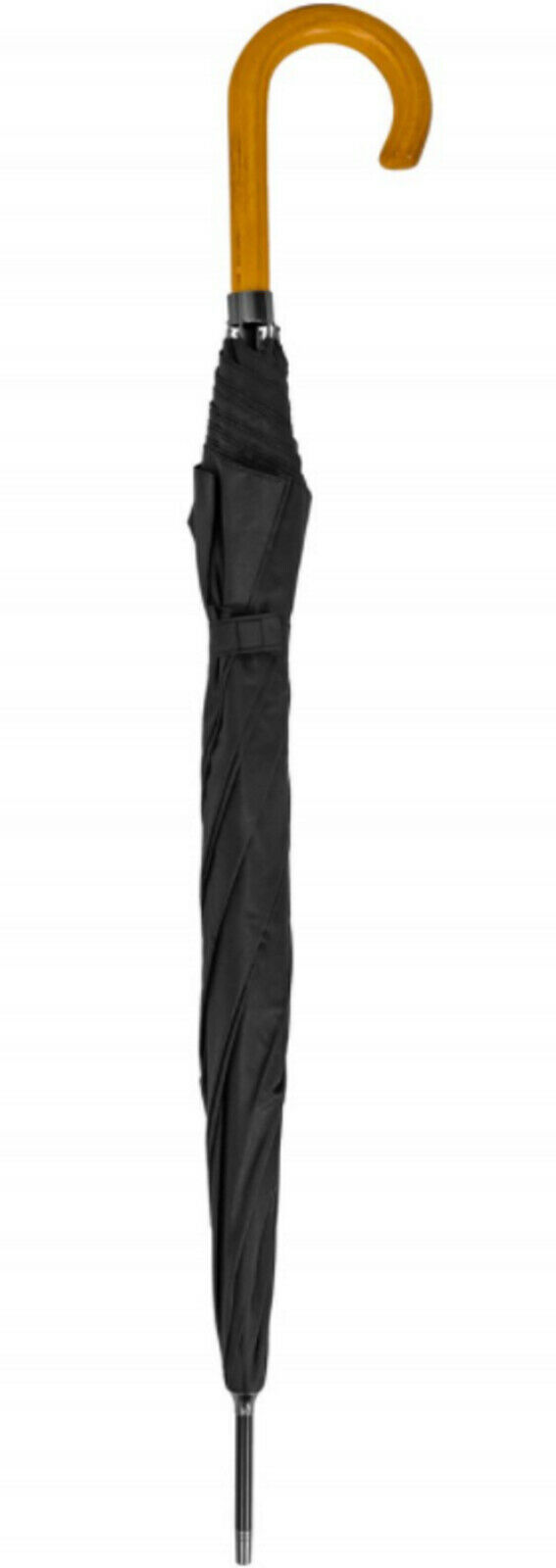 Mens Black Walking Umbrella Windproof Stormproof Automatic Wooden Handle Gents - Image 2