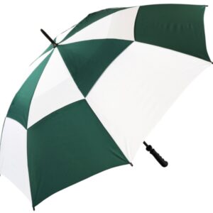 Green & White Vented Golf Umbrella Windproof Stormproof Manual Double Canopy