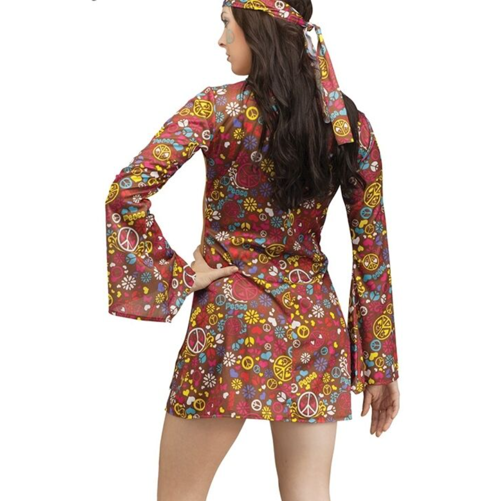1960s Hippy Costume Womens 60s Fancy Dress 1970s Hippie Halloween Outfit - Image 3