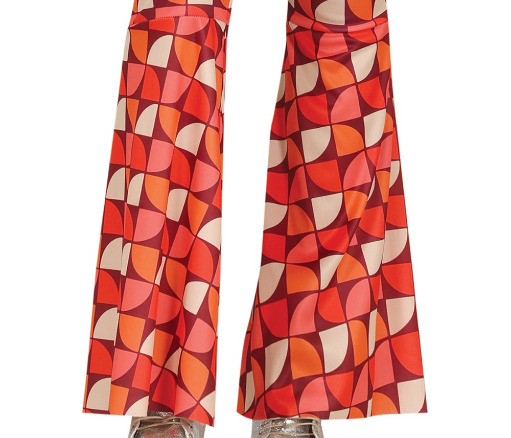 70s Chic Costume, Orange Geometric Print Jumpsuit, 1970's Disco Fancy Dress - Image 5