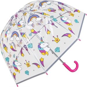Kids Umbrella Domed Unicorn Boys Girls School Travel Brolly